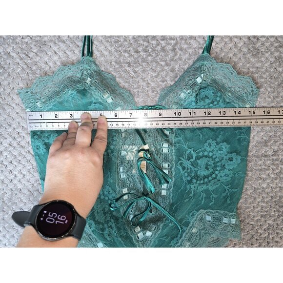 Victoria’s Secret Gold Label Teddy Lace Lingerie Bodysuit Green Vintage 90s Y2k - Picture 7 of 11